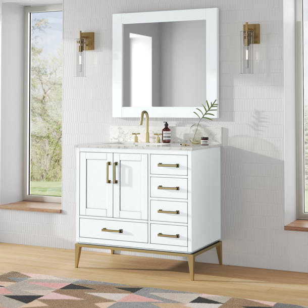 Mercury Row® Bruder 41.13'' Single Bathroom Vanity with Stone Top with